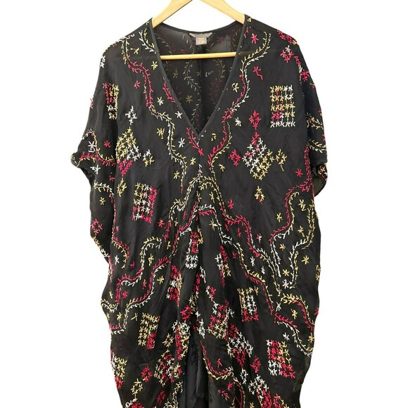 Vintage Paul Ropp Bohemian Silk Handstitched Kaftan One Size Art to Wear Rare - Picture 2 of 8